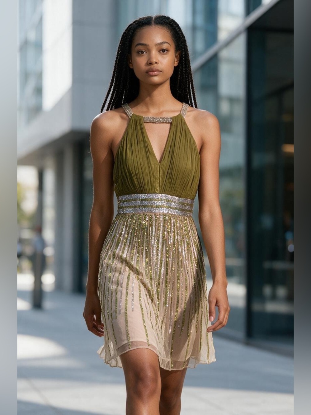 Glam gurlz cocktail dress size 4 green